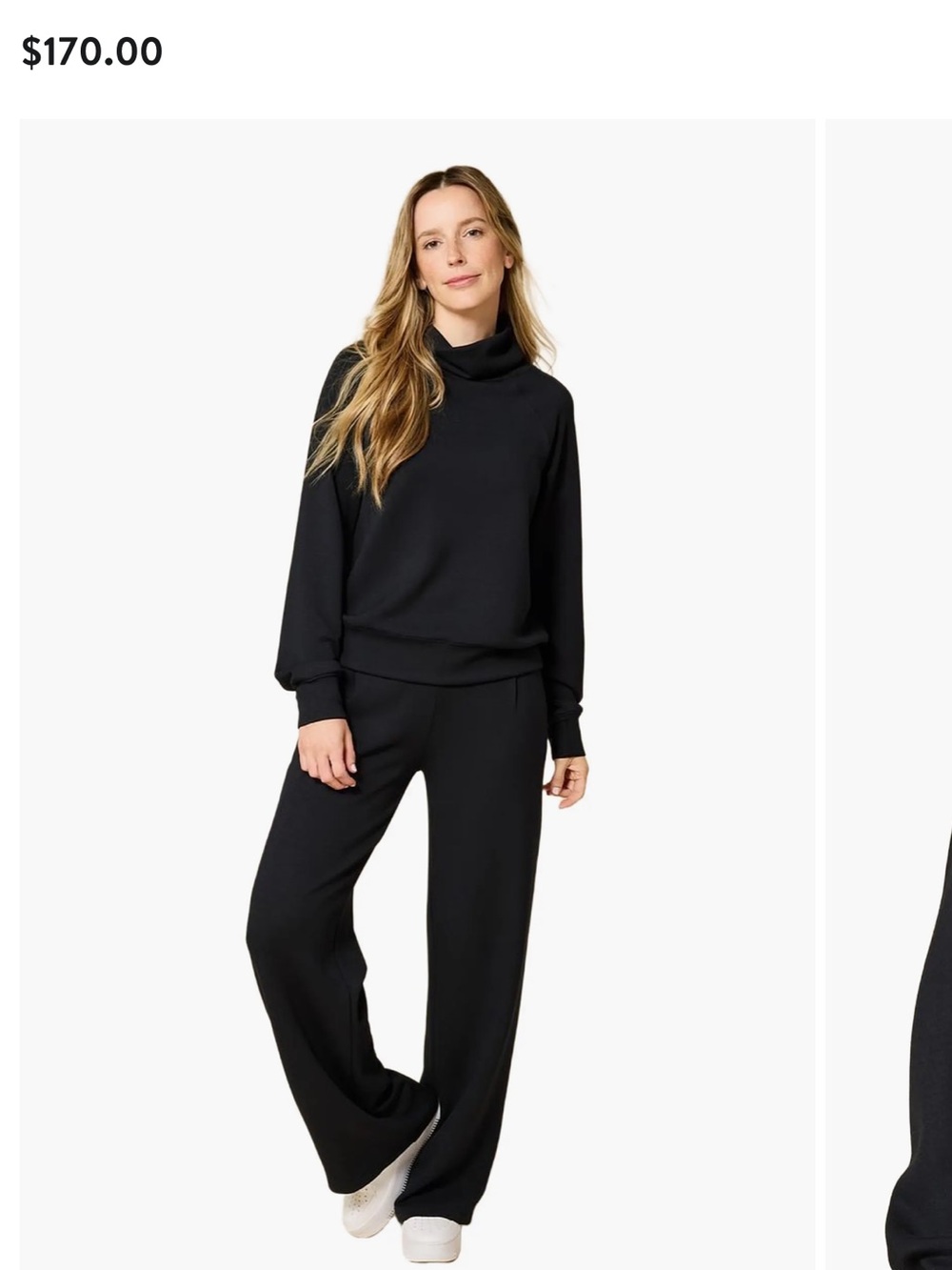Nwt Softies Athleisure Mock Neck and Pleated Pant Set color midnight blue